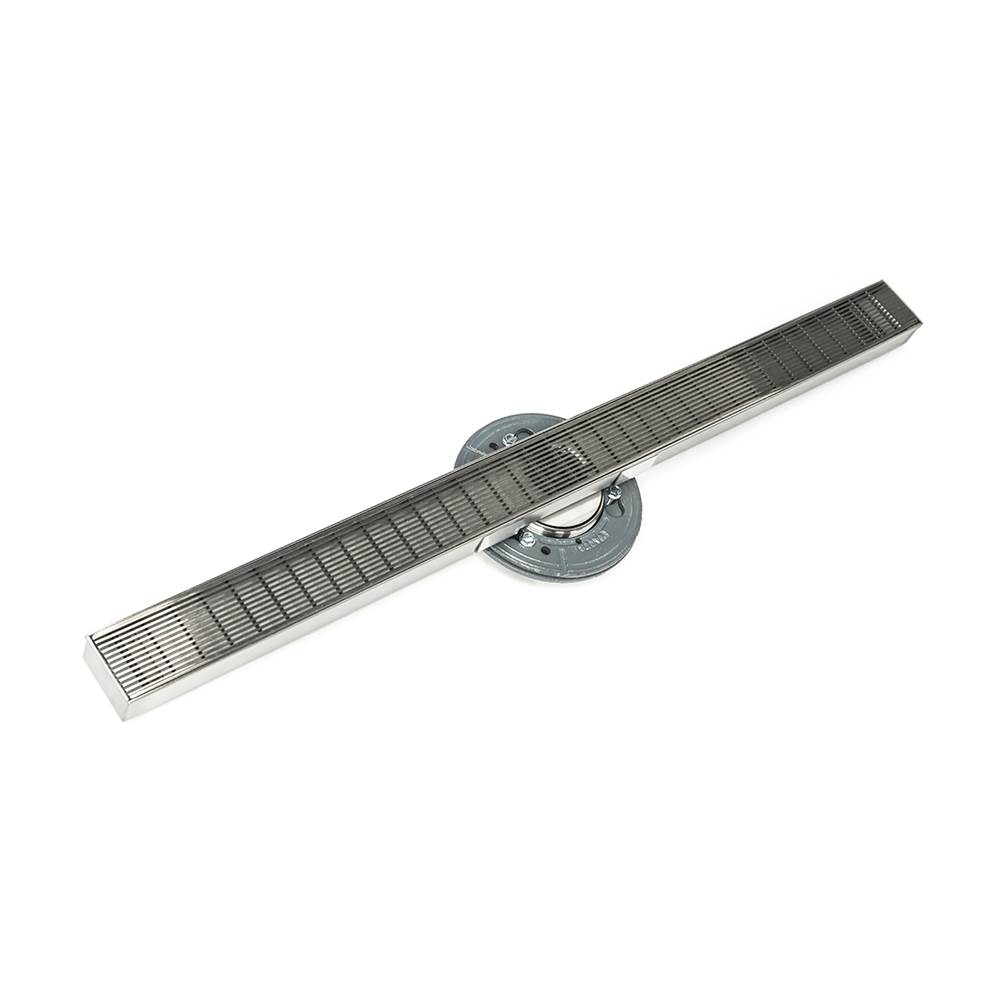 Infinity Drain 36'' S-Stainless Steel Series High Flow Complete Kit with 2 1/2'' Wedge Wire Grate in Satin Stainless with PVC Drain Body, 3'' Outlet