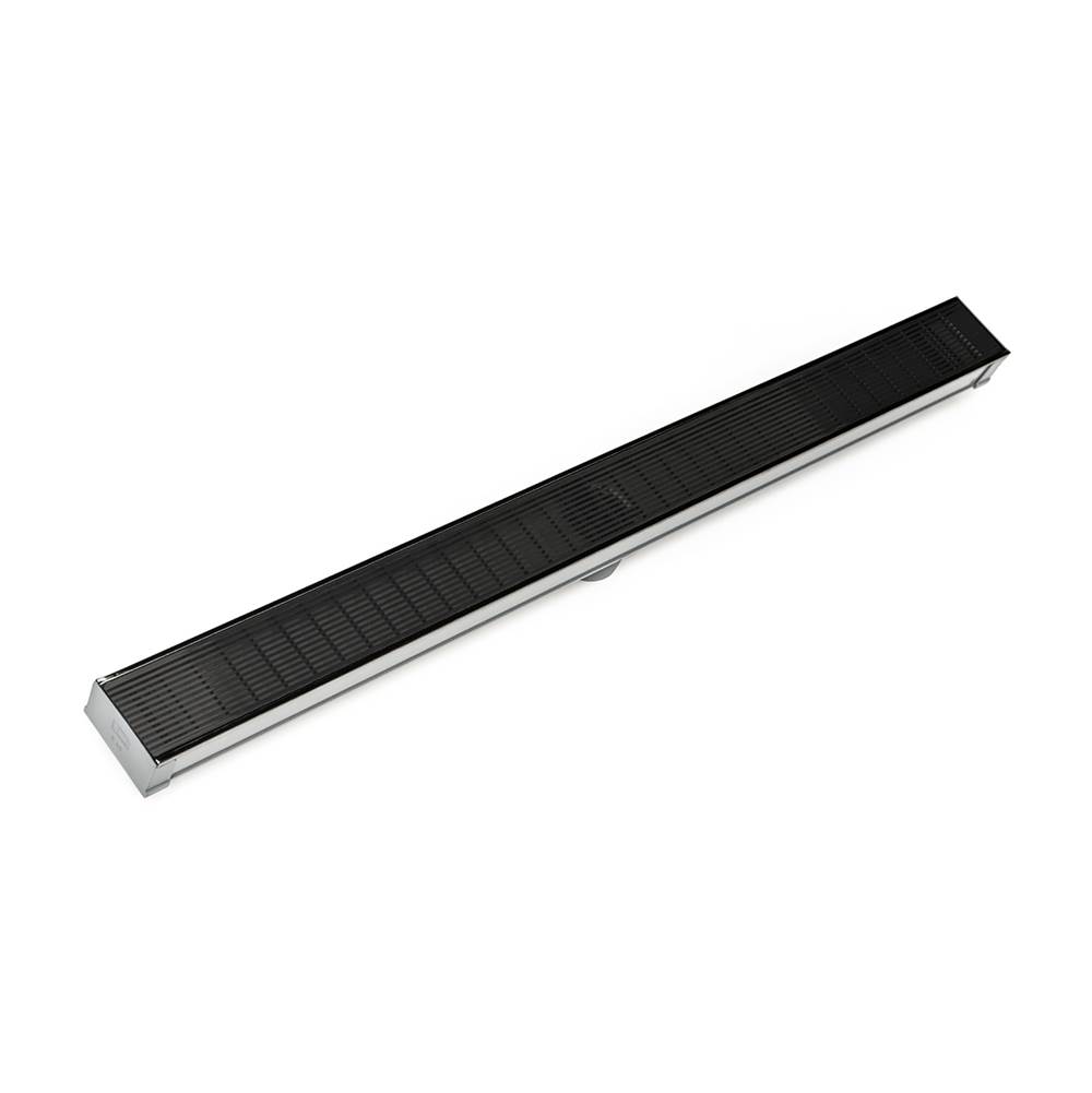 Infinity Drain 36'' S-PVC Series Low Profile Complete Kit with 2 1/2'' Wedge Wire Grate in Matte Black