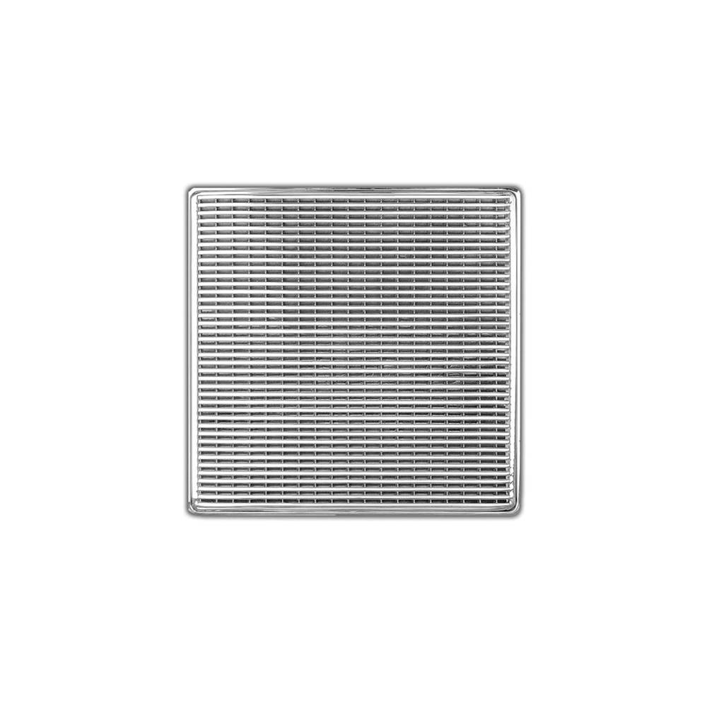 Infinity Drain 5'' x 5'' WD 5 Complete Kit with Wedge Wire Pattern Decorative Plate in Satin Stainless with PVC Drain Body, 2'' Outlet