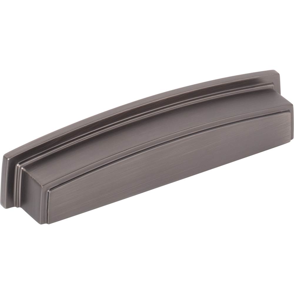 Jeffrey Alexander 128 mm Center Brushed Pewter Square-to-Center Square Renzo Cabinet Cup Pull