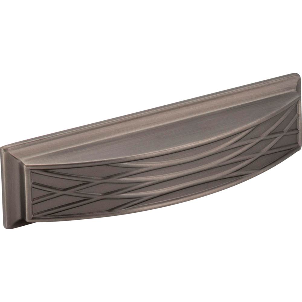 Jeffrey Alexander 96 mm Center-to-Center Brushed Pewter Square Geometric Pattern Aberdeen Cabinet Cup Pull