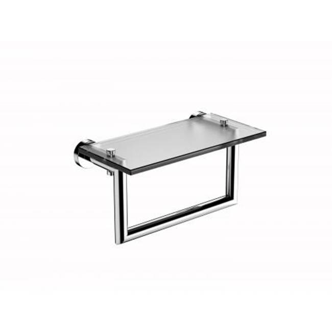 Kartners OSLO - 10-inch Glass Shelf with Towel Rail Solid Back-Matte White