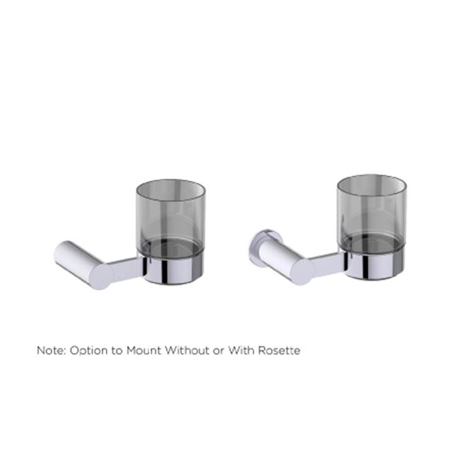 Kartners PORTO - Wall Mounted Bathroom Tumbler Cup & Toothbrush Holder with Chrome Glass-Matte White
