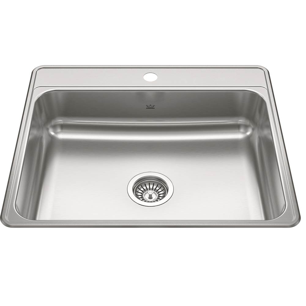 Kindred Creemore 25-in LR x 22-in FB x 7-in DP Drop In Single Bowl 1-Hole Stainless Steel Kitchen Sink, CSLA2522-7-1N