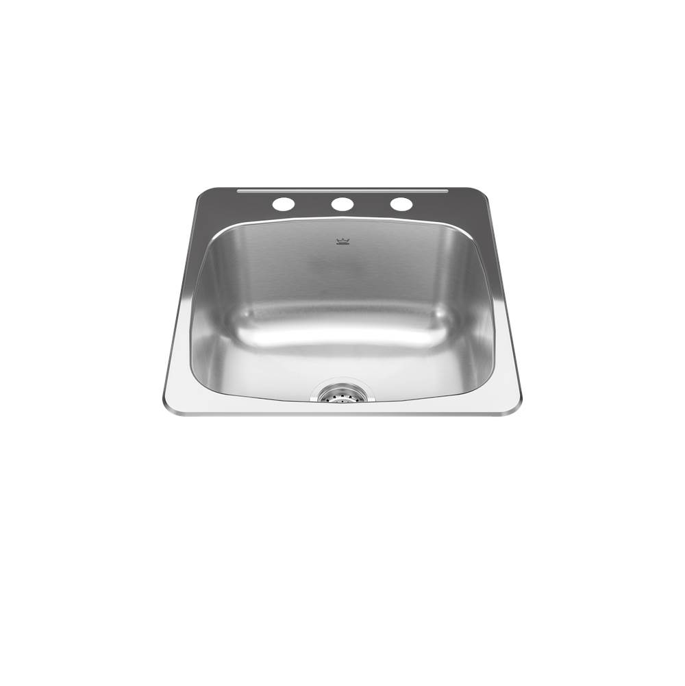 Kindred Steel Queen 20.13-in LR x 20.56-in FB x 10-in DP Drop In Single Bowl 3-Hole Stainless Steel Laundry Sink, RSL2020-10-3N
