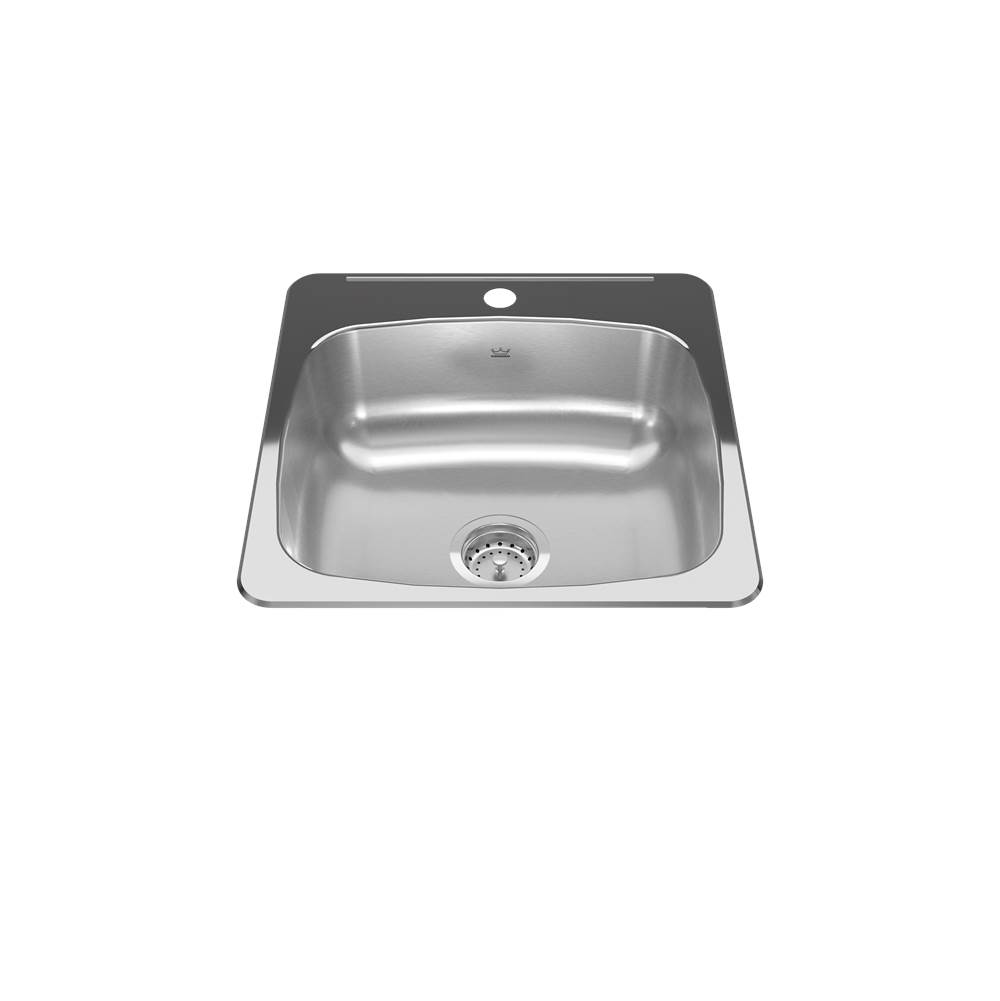 Kindred Reginox 20.13-in LR x 20.56-in FB x 7-in DP Drop In Single Bowl 1-Hole Stainless Steel Kitchen Sink, RSL2020-1N