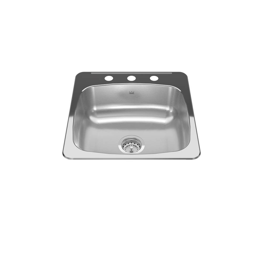 Kindred Reginox 20.13-in LR x 20.56-in FB x 7-in DP Drop In Single Bowl 3-Hole Stainless Steel Kitchen Sink, RSL2020-3N