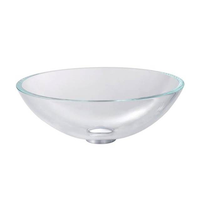 Kraus KRAUS Glass Vessel Sink in Crystal Clear with Pop-Up Drain and Mounting Ring in Satin Nickel