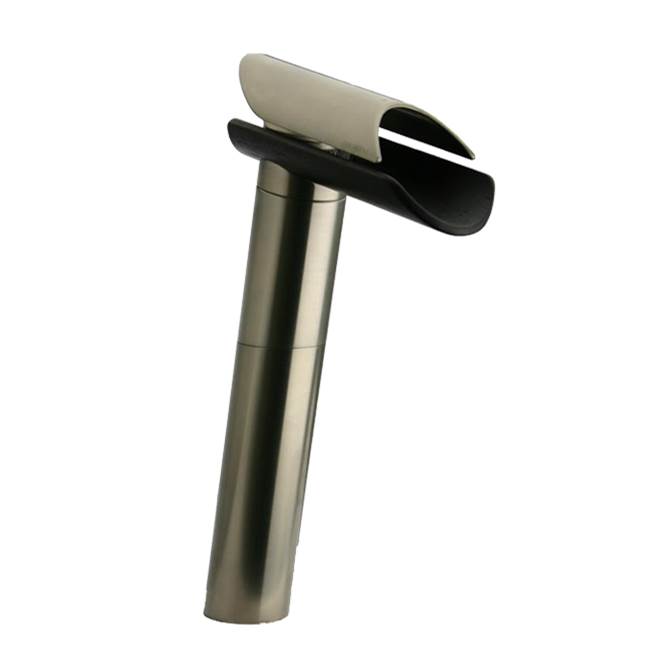 Latoscana Morgana Tall Single Handle Waterfall Style Lavatory Faucet With Wenge Spout In Brushed Nickel Pvd For Vessel
