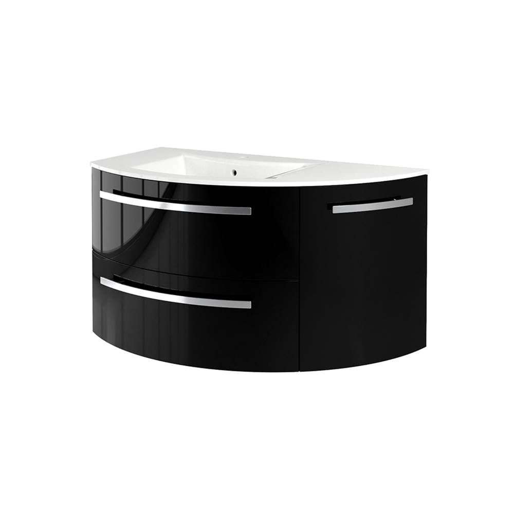 Latoscana Ambra 38'' Vanity With Right Rounded Cabinet In Black