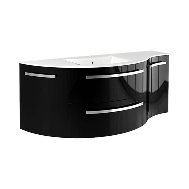 Latoscana Ambra 52'' Vanity With Left Round And Right Concave Cabinet In Black