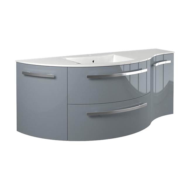 Latoscana Ambra 52'' Vanity With Left Round And Right Concave Cabinet In Grey