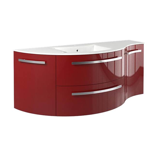 Latoscana Ambra 52'' Vanity With Left Round And Right Concave Cabinet In Red