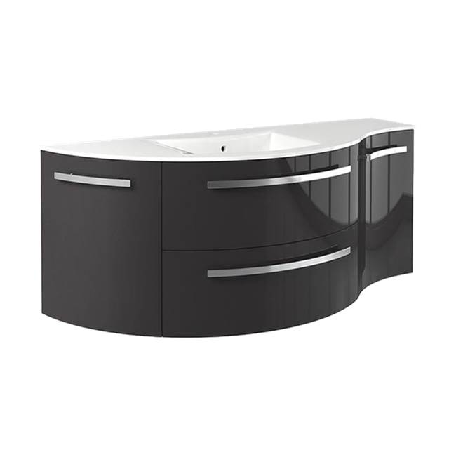 Latoscana Ambra 52'' Vanity With Left Round And Right Concave Cabinet In Slate