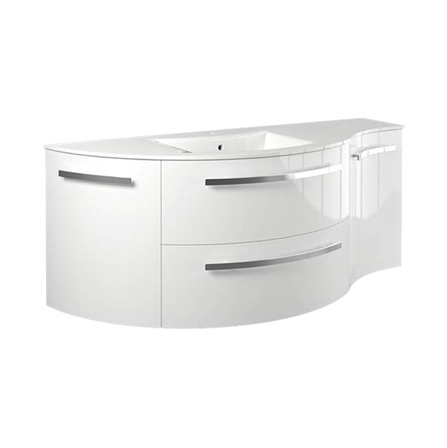 Latoscana Ambra 52'' Vanity With Left Round And Right Concave Cabinet In White