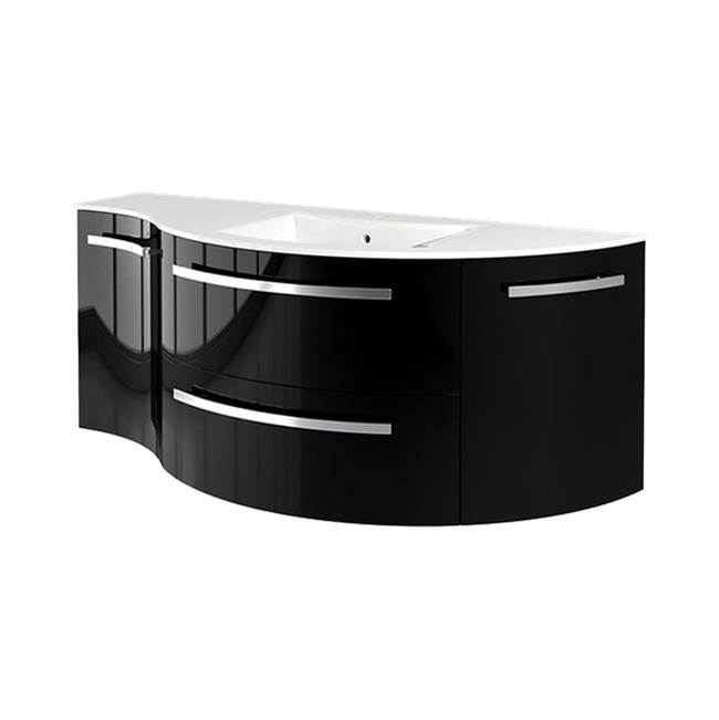 Latoscana Ambra 52'' Vanity With Left Concave And Right Rounded Cabinet In Black