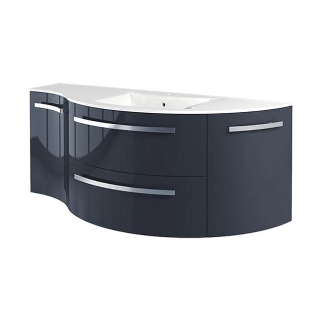 Latoscana Ambra 52'' Vanity With Left Concave And Right Rounded Cabinet In Blue Distante