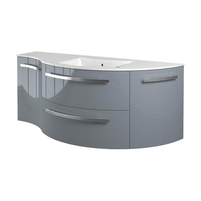 Latoscana Ambra 52'' Vanity With Left Concave And Right Rounded Cabinet In Grey