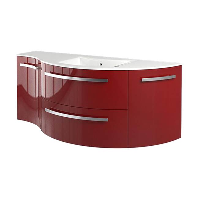 Latoscana Ambra 52'' Vanity With Left Concave And Right Rounded Cabinet In Red
