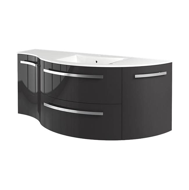 Latoscana Ambra 52'' Vanity With Left Concave And Right Rounded Cabinet In Slate