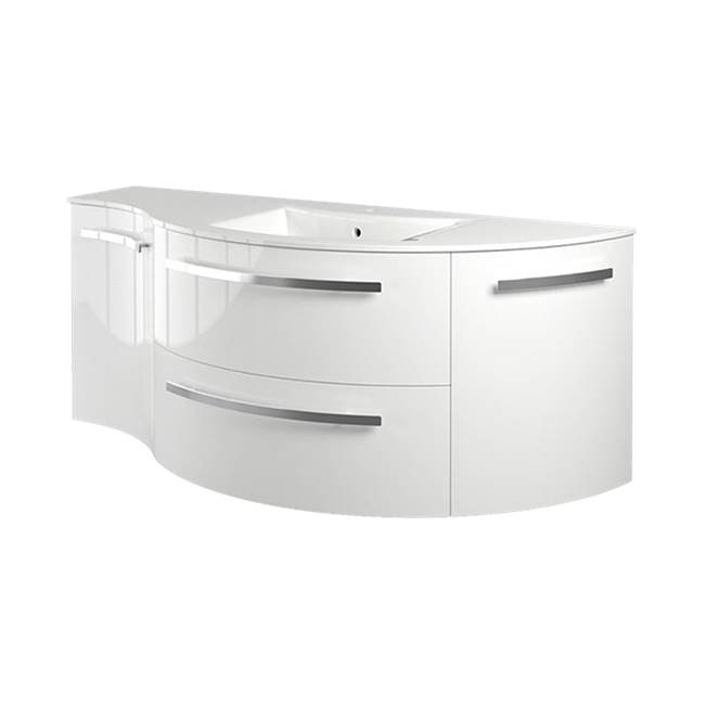 Latoscana Ambra 52'' Vanity With Left Concave And Right Rounded Cabinet In White