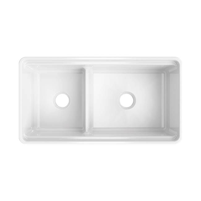 Latoscana 36'' Double-Bowl Reversible Fireclay Sink In White