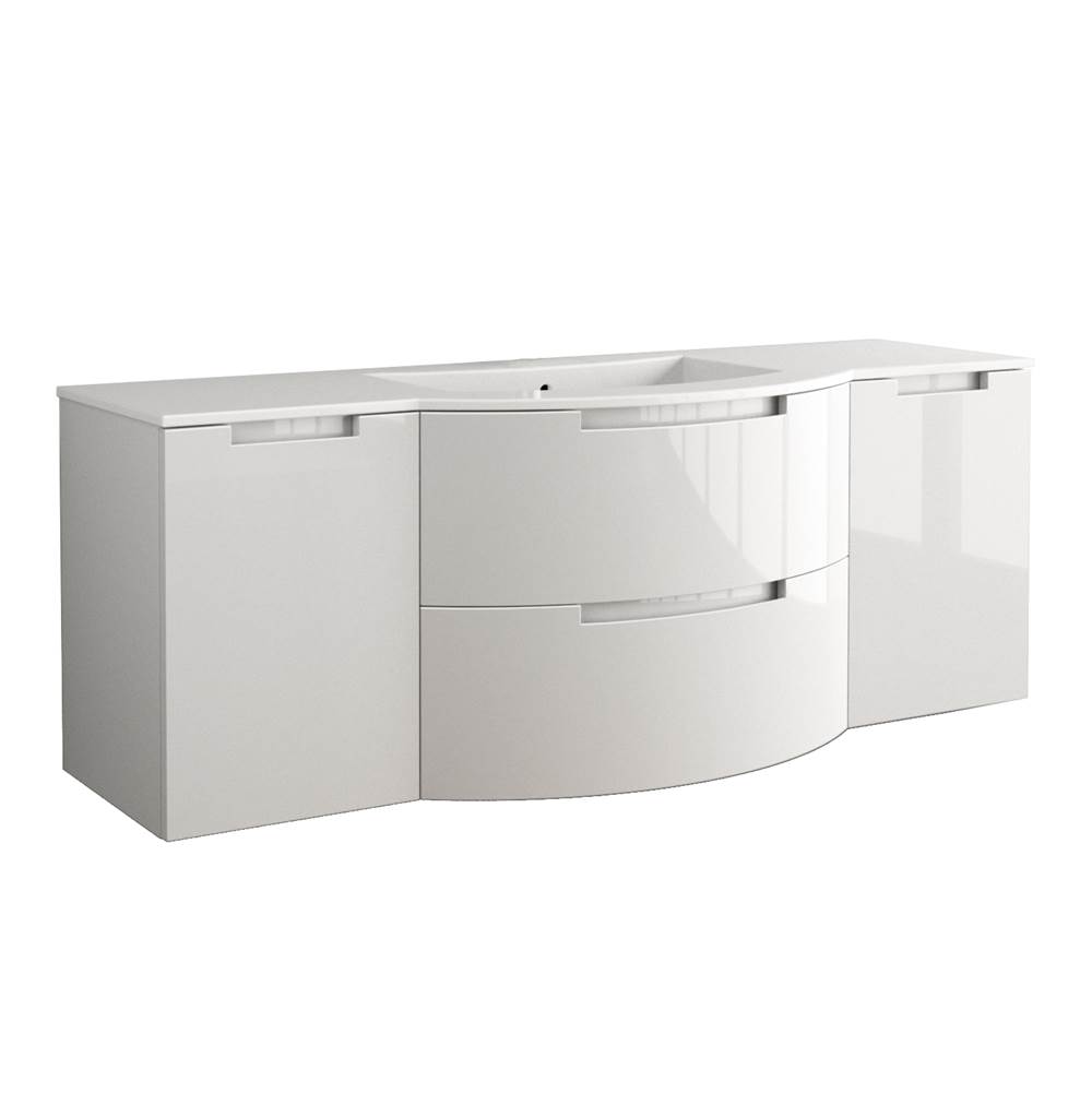 Latoscana Oasi 67'' Vanity With Both Side Cabinets In White
