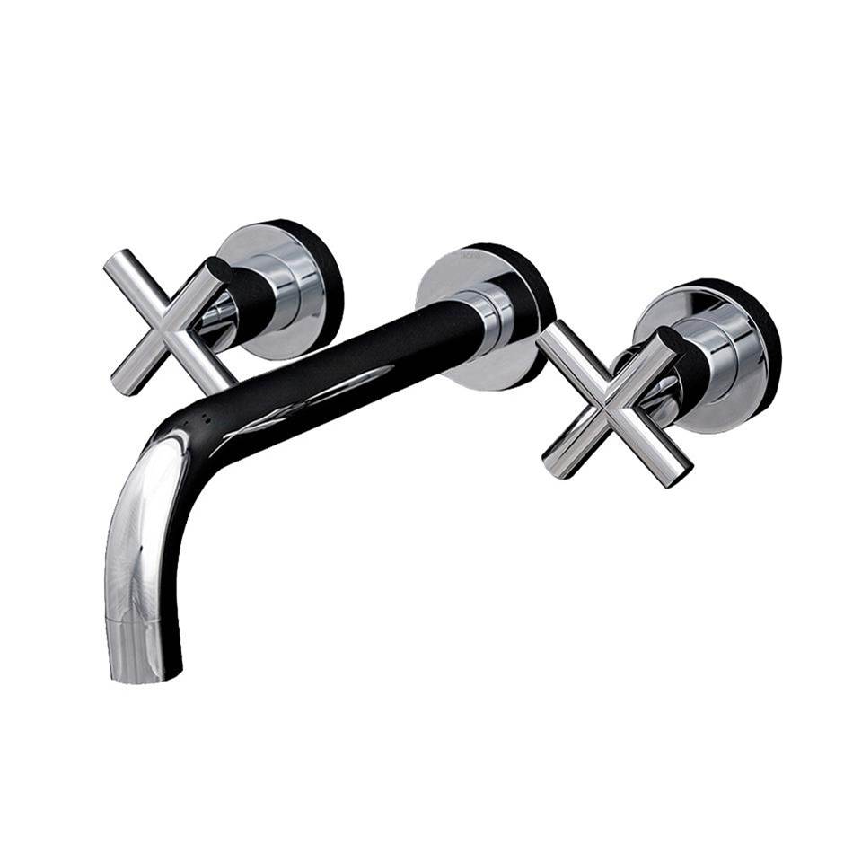 Lacava TRIM - Wall-mount three-hole faucet with three-hole faucet with two cross handles, no backplate, spout 9 7/8''.