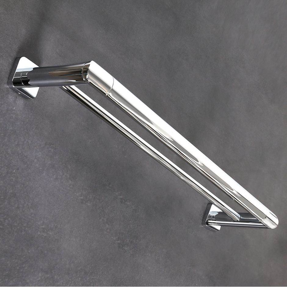 Lacava Wall-mount double towel bar made of chrome plated brass. W: 30'', D: 5 1/2'', H: 2''.