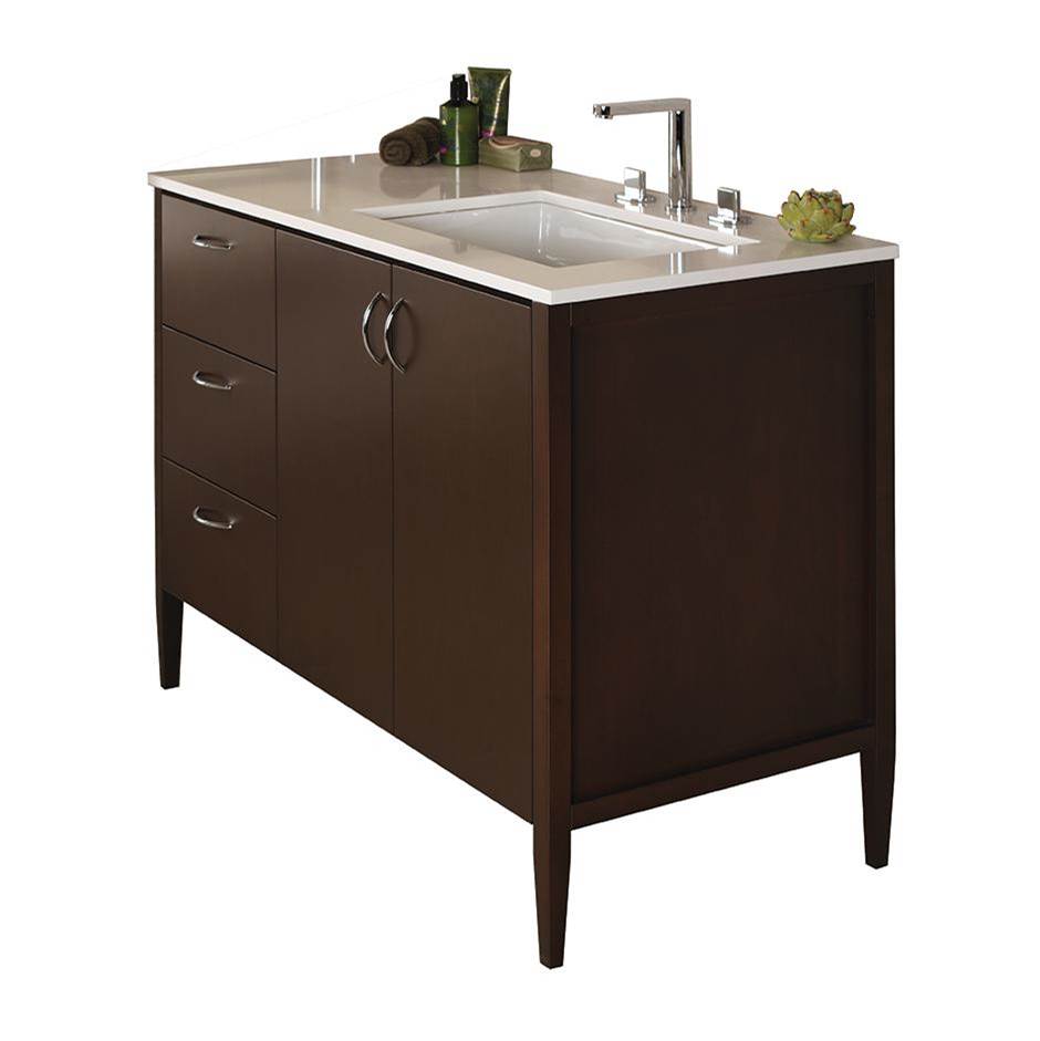 Lacava Free-standing under-counter vanity with three drawers on the left an two doors on the right(pulls included).