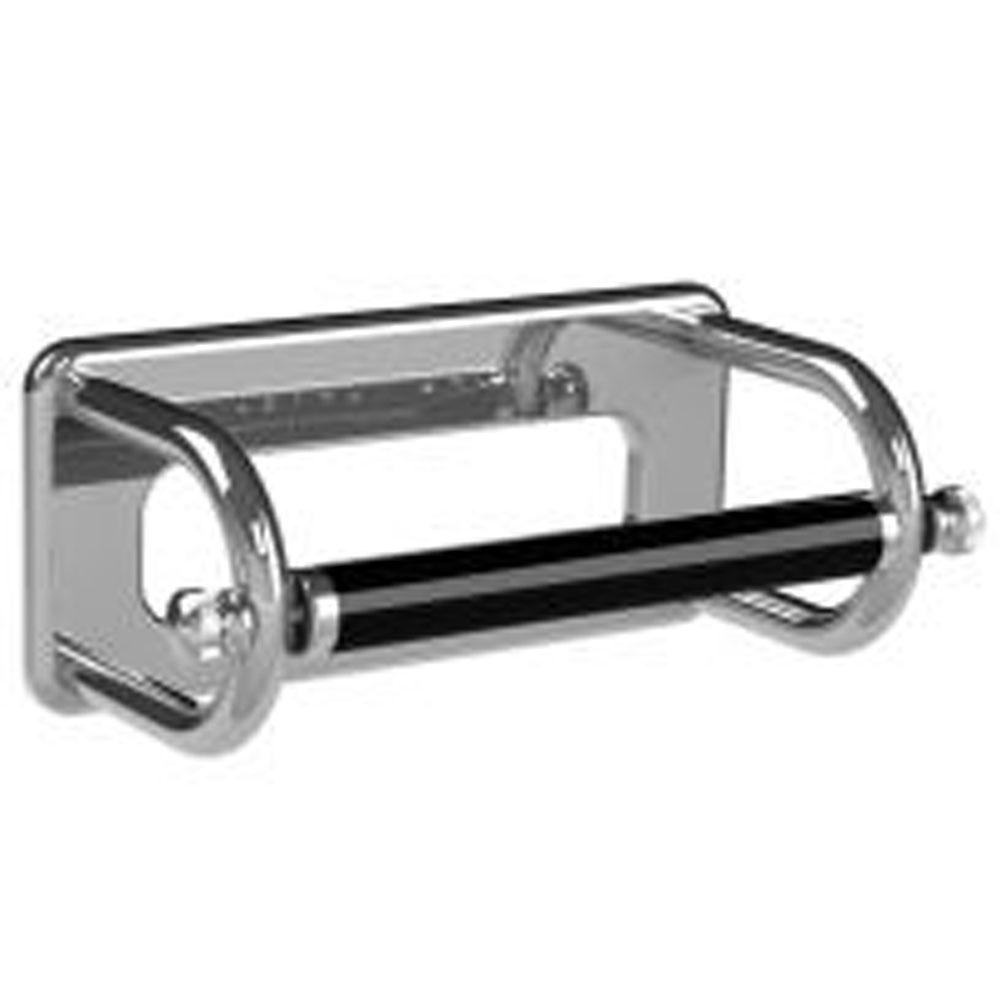 Lefroy Brooks Classic Loo Roll Holder With Black Bar, Silver Nickel