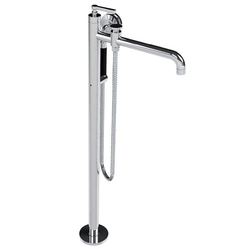 Lefroy Brooks Fleetwood Lever Single Leg Bath/Shower Mixer With Black Hand Shower Trim To Suit R1-4210 Rough, Brushed Nickel