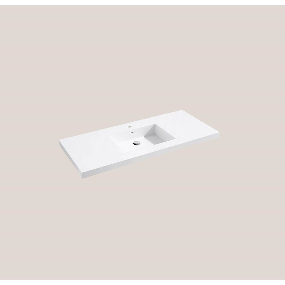 Madeli Urban-18 42''W Solid Surface, Top/Basin. Glossy White, No Faucet Hole. W/Overflow, Basin Depth: 5-3/4'', 40-7/8'' X 18-1/8'' X 1-1/2''
