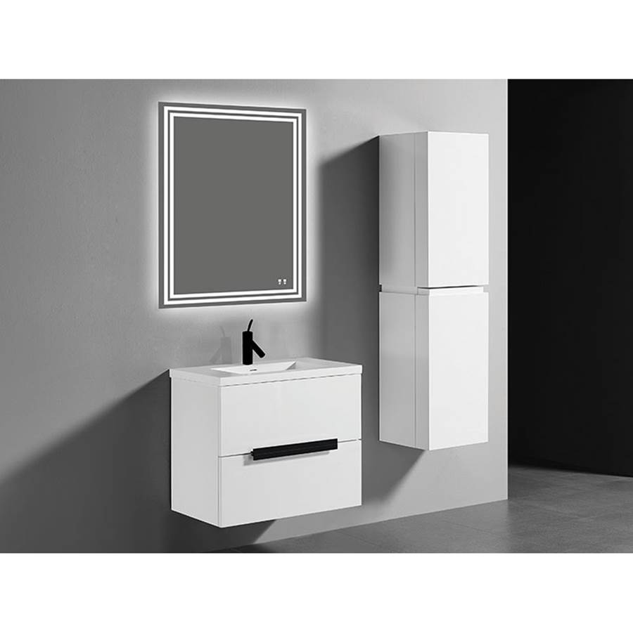 Madeli Urban 30''. White, Wall Hung Cabinet , Polished Nickel Handles (X2), 29-5/8''X18''X24-3/8''