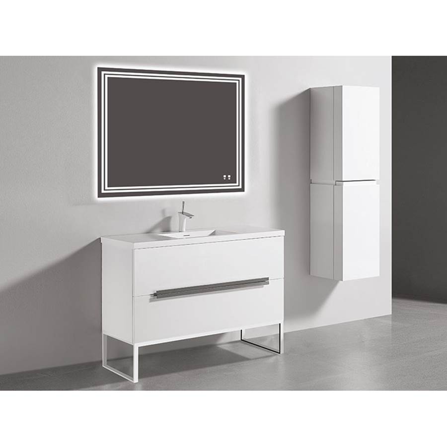 Madeli Soho 48''. White, Free Standing Cabinet.1-Bowl, Polished Chrome Handles (X2), C-Base (X1), 47-5/8''X18''X33-1/2''