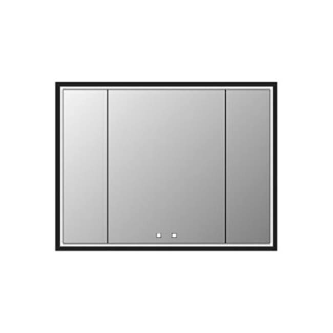 Madeli Illusion Lighted Mirrored Cabinet , 48X36''-12L/24L/12R-Recessed Mount, Matte Black Frame-Lumen Touch+, Dimmer-Defogger-2700/4000 Kelvin