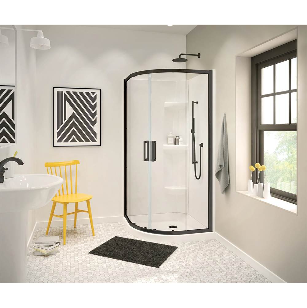 Maax Radia Neo-round 40 x 40 x 71 1/2 in. 6 mm Sliding Shower Door for Corner Installation with Clear glass in Matte Black