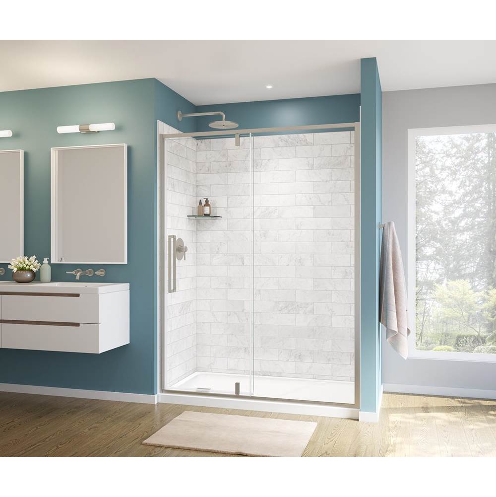 Maax Uptown 57-59 x 76 in. 8 mm Pivot Shower Door for Alcove Installation with Clear glass in Brushed Nickel