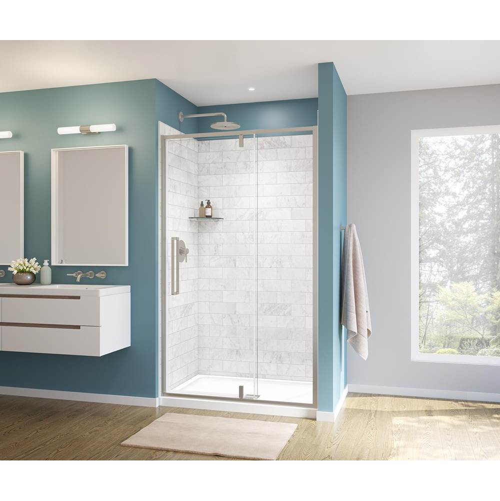 Maax Uptown 45-47 x 76 in. 8 mm Pivot Shower Door for Alcove Installation with Clear glass in Brushed Nickel