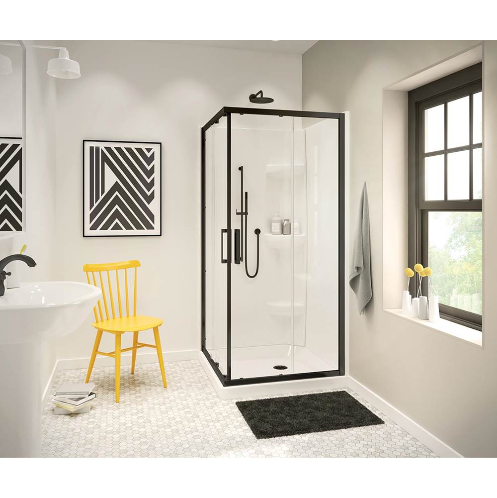 Maax Radia Square 32 x 32 x 71 1/2 in. 6 mm Sliding Shower Door for Corner Installation with Clear glass in Matte Black