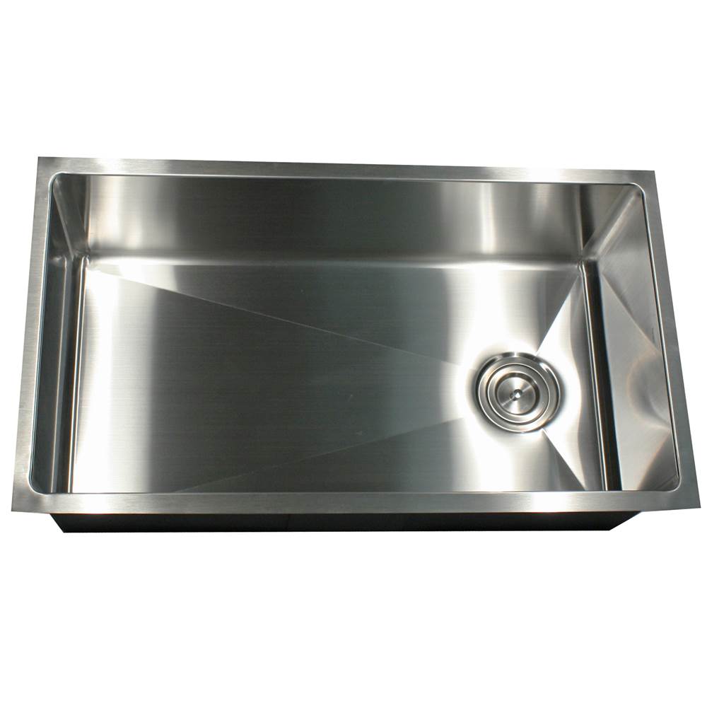 Nantucket Sinks 32 Inch Large Rectangle Single Bowl Undermount Small Radius Corners Stainless Steel Reversible Kitchen Sink with Offset Drain 