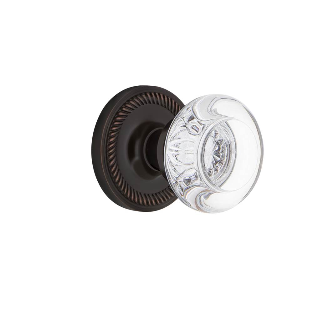 Nostalgic Warehouse Nostalgic Warehouse Rope Rosette Privacy Round Clear Crystal Glass Door Knob in Timeless Bronze