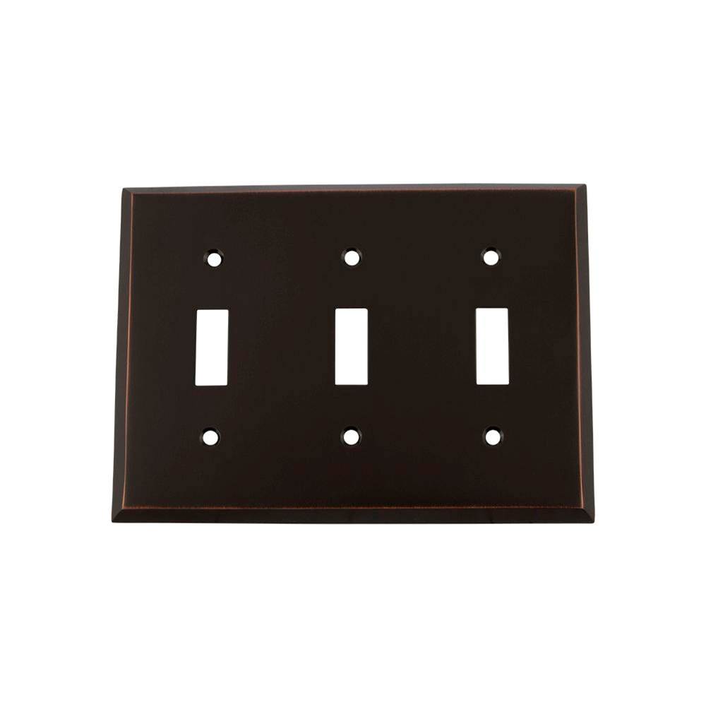 Nostalgic Warehouse Nostalgic Warehouse New York Switch Plate with Triple Toggle in Timeless Bronze