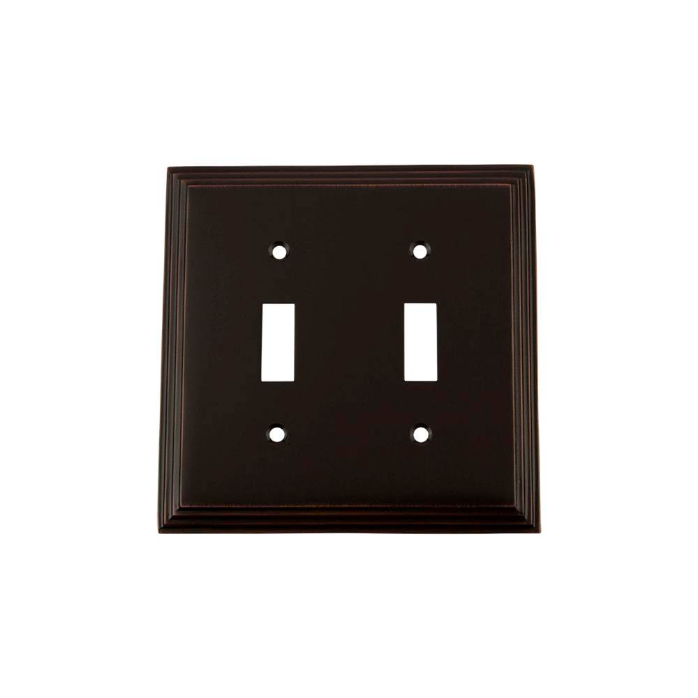 Nostalgic Warehouse Nostalgic Warehouse Deco Switch Plate with Double Toggle in Timeless Bronze