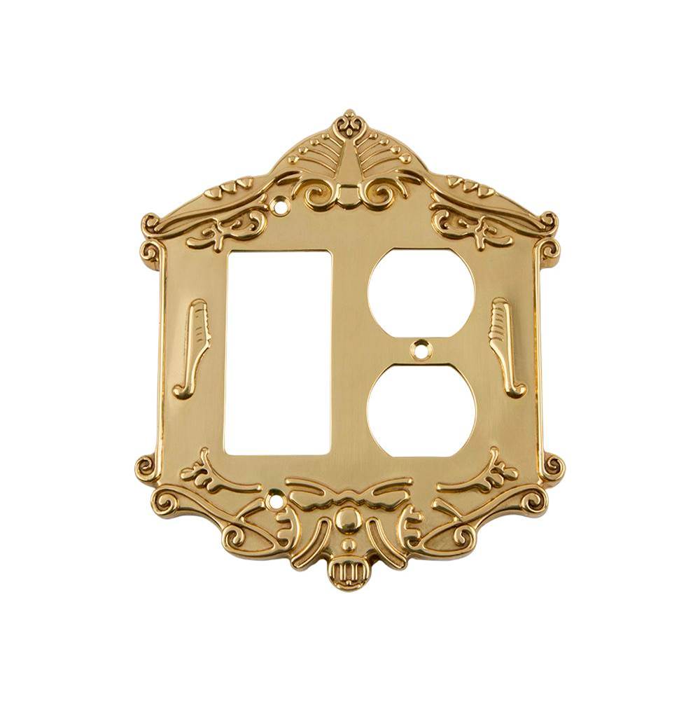 Nostalgic Warehouse Nostalgic Warehouse Victorian Switch Plate with Rocker and Outlet in Polished Brass