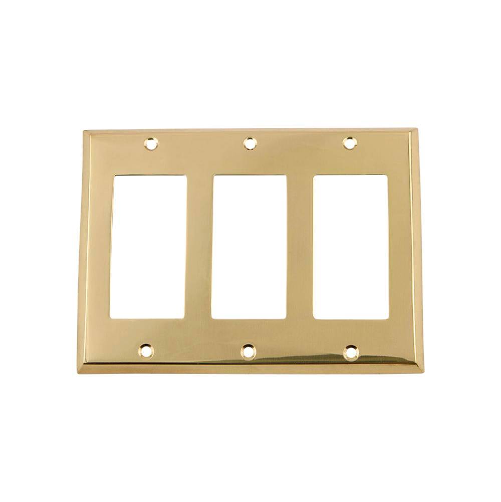 Nostalgic Warehouse Nostalgic Warehouse New York Switch Plate with Triple Rocker in Unlacquered Brass