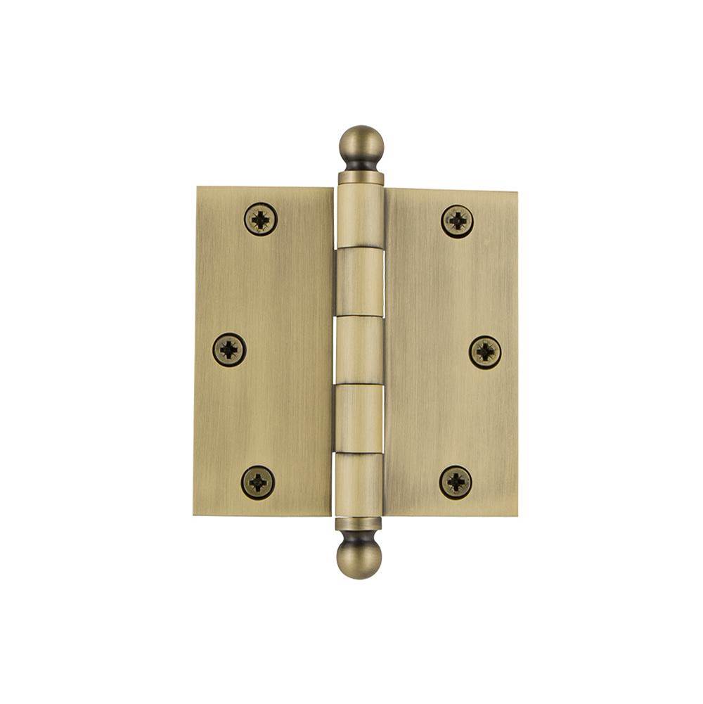 Nostalgic Warehouse Nostalgic Warehouse 3.5'' Ball Tip Residential Hinge with Square Corners in Antique Brass