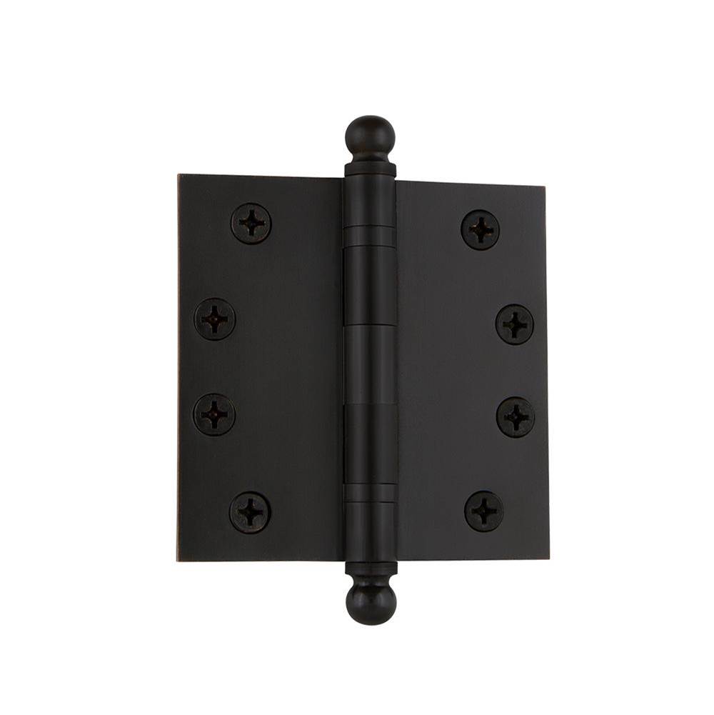 Nostalgic Warehouse 4'' Ball Tip Heavy Duty Hinge with Square Corners in Oil-Rubbed Bronze