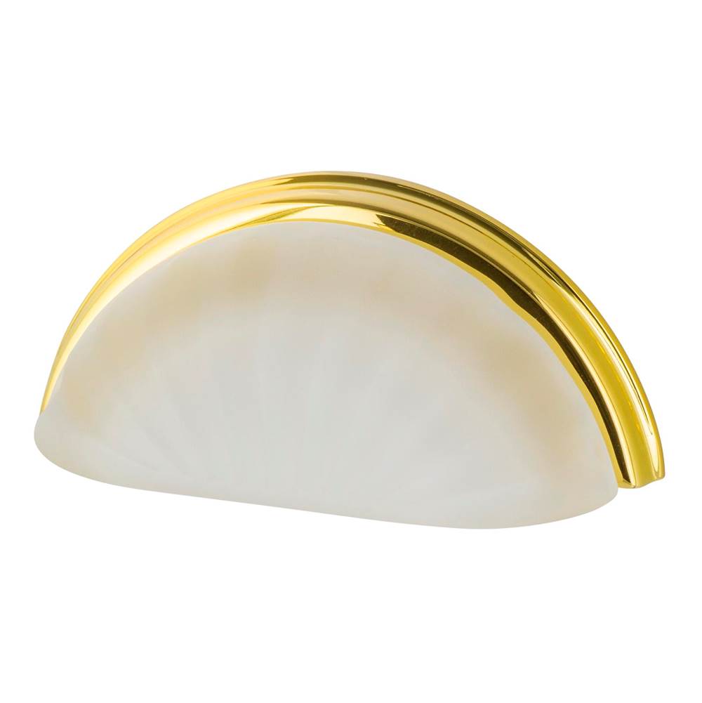 Nostalgic Warehouse Nostalgic Warehouse Cup Pull Crystal Frosted Fluted 3'' on Center in Polished Brass
