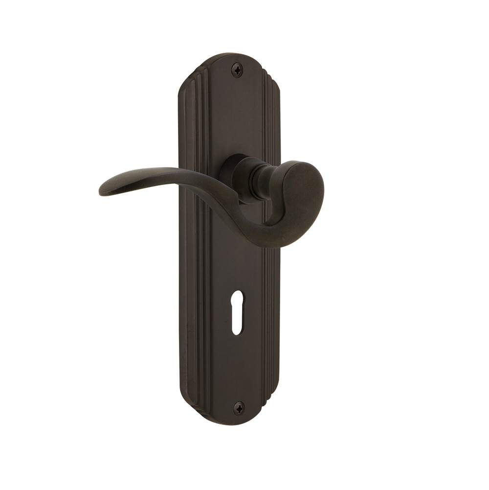 Nostalgic Warehouse Nostalgic Warehouse Deco Plate Passage with Keyhole Manor Lever in Oil-Rubbed Bronze
